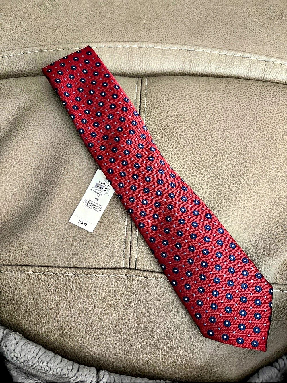 Club Room Lower Neat Silk Tie Silk Polka Dot Tie in Burgandy & Blue NWT